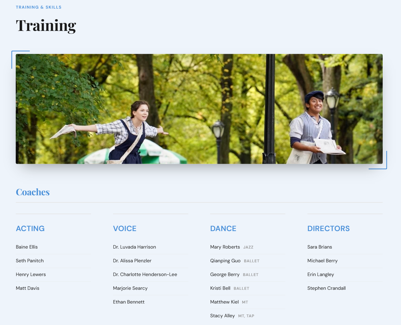 Screenshot of a musical theatre performer portfolio site — figure 4