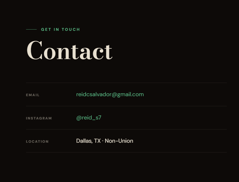 Screenshot of an actor portfolio site — figure 7